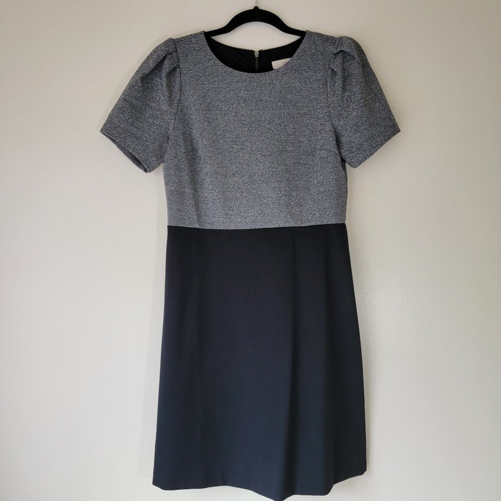 Loft. Grey and Black, Color-block A Line Dress, Size 4